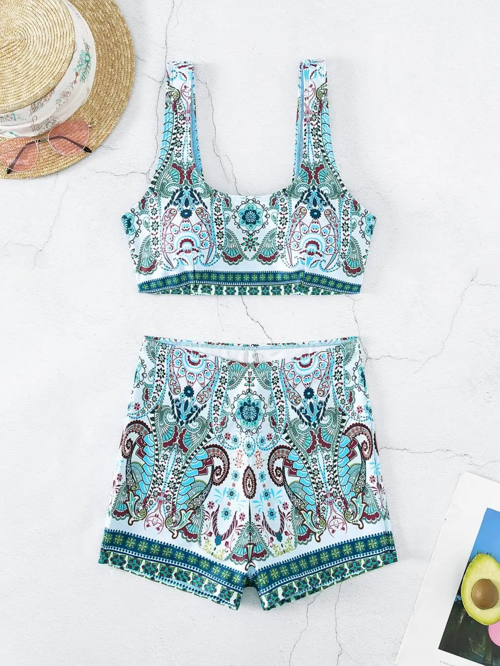 Printed Bikini 2024 Women High Waisted Swimwear Female Short Swimsuit Padded Beachwear Bathers Bathing Swimming Swim Suit