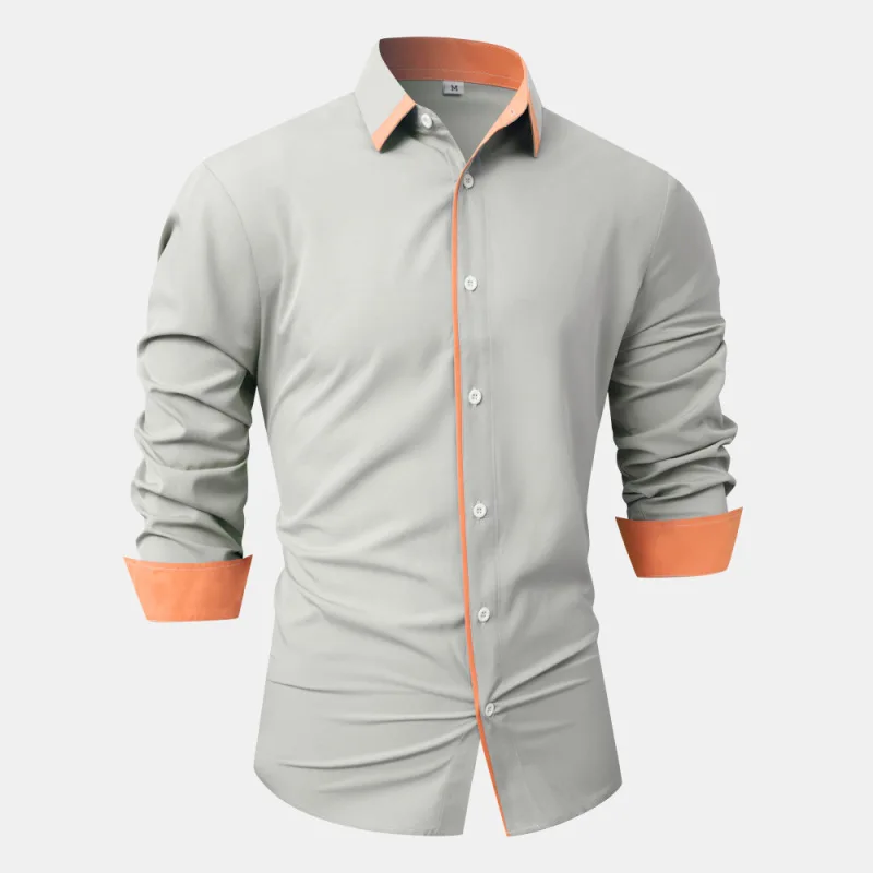 Camisa polo de manga comprida masculina, cor sólida, moda casual, novo, outono