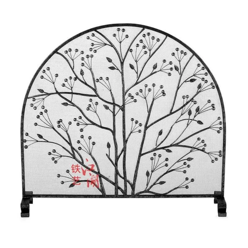 Fireplace screen creative European style wrought iron mantel guardrail fireplace door tree cover partition