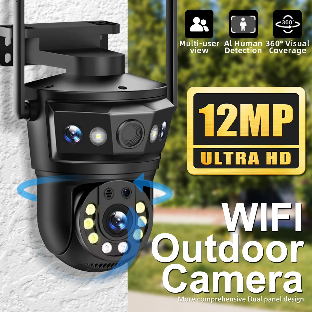 camera wi fi 6k 12mp lente tripla tela externa zoom 10x ptz protecao de seguranca rastreamento automatico cctv vigilancia por video 01