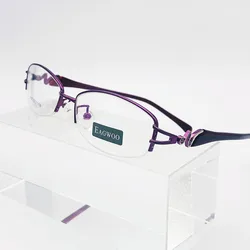 Eagwoo Metal Alloy Women Eyeglasses Half Rim Optical Designed Glasses 55mm Wide Face Suitable