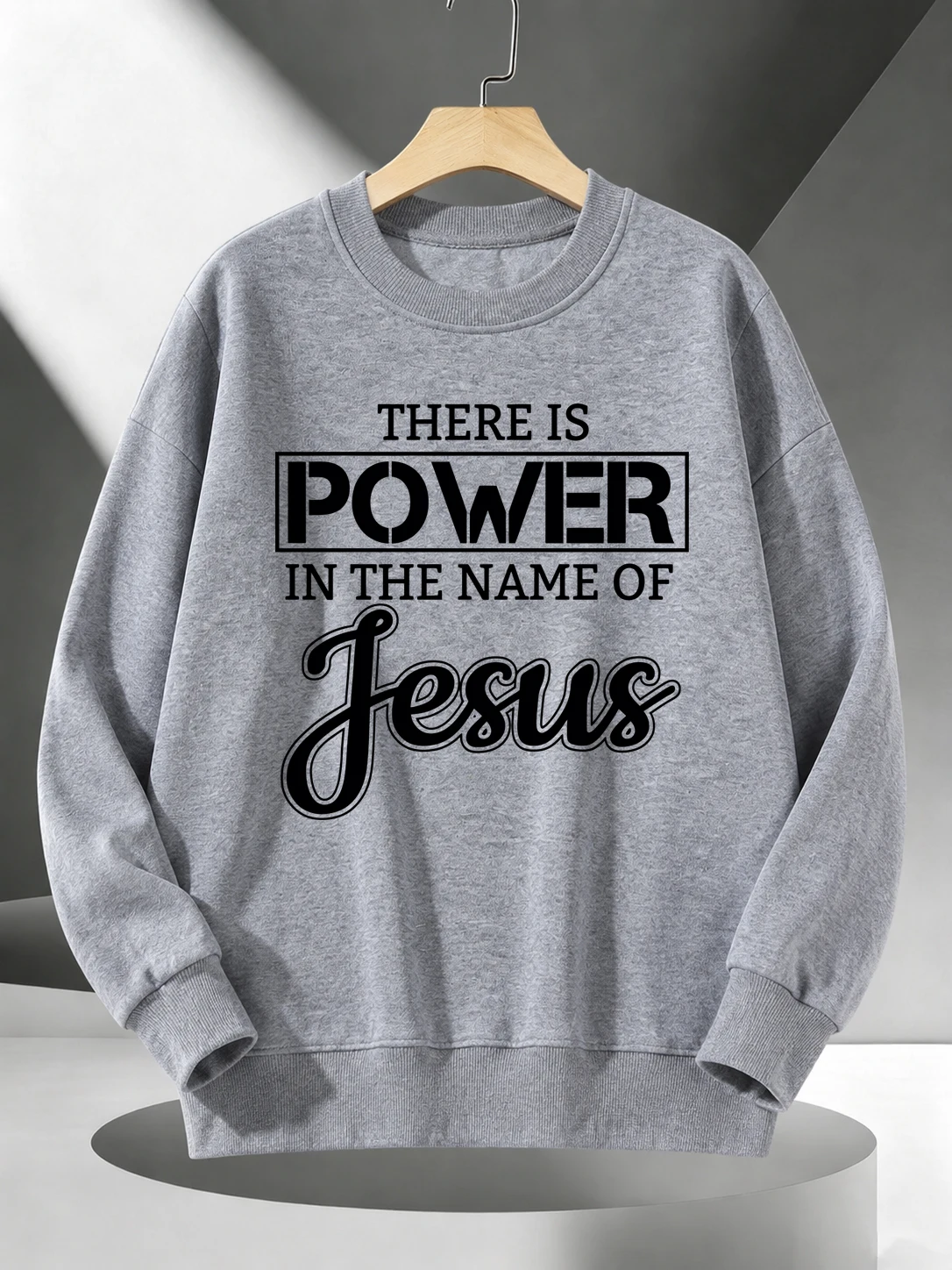 There Is Power Jesus Pattern Men'S Pullover Trendy Fleece Sweatshirt Unisex Autumn Crewneck Clothes Loose Milticolor Sportswear