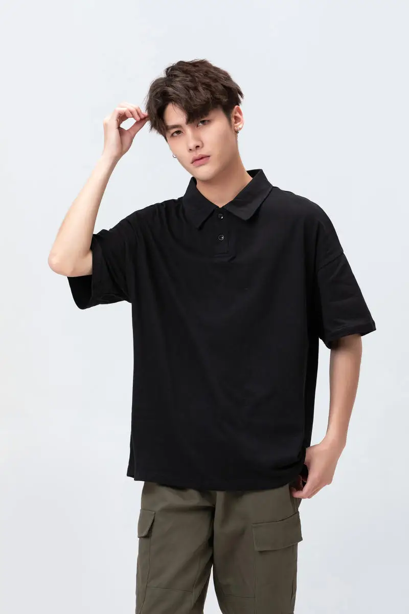 Custom LOGO DIY 100% Cotton 18+ Colors 5XL Summer Men's Short Sleeve Oversized T-shirt POLO Shirt Business Casual Big Size Soft