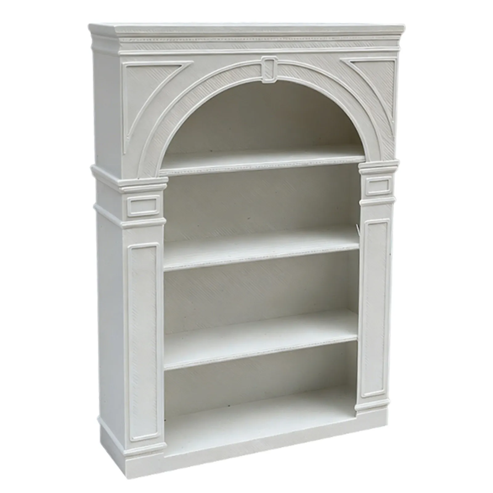 1:12 Scale Miniature White Wood Bookshelf – 4-Tier Dollhouse Bookcase for Display & Storage