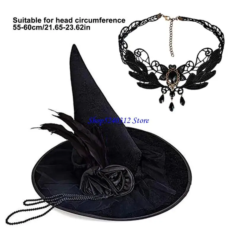 634C Sophisticated Unisex Hats Necklace Set Unique Weathered Stylish Hat Fashion