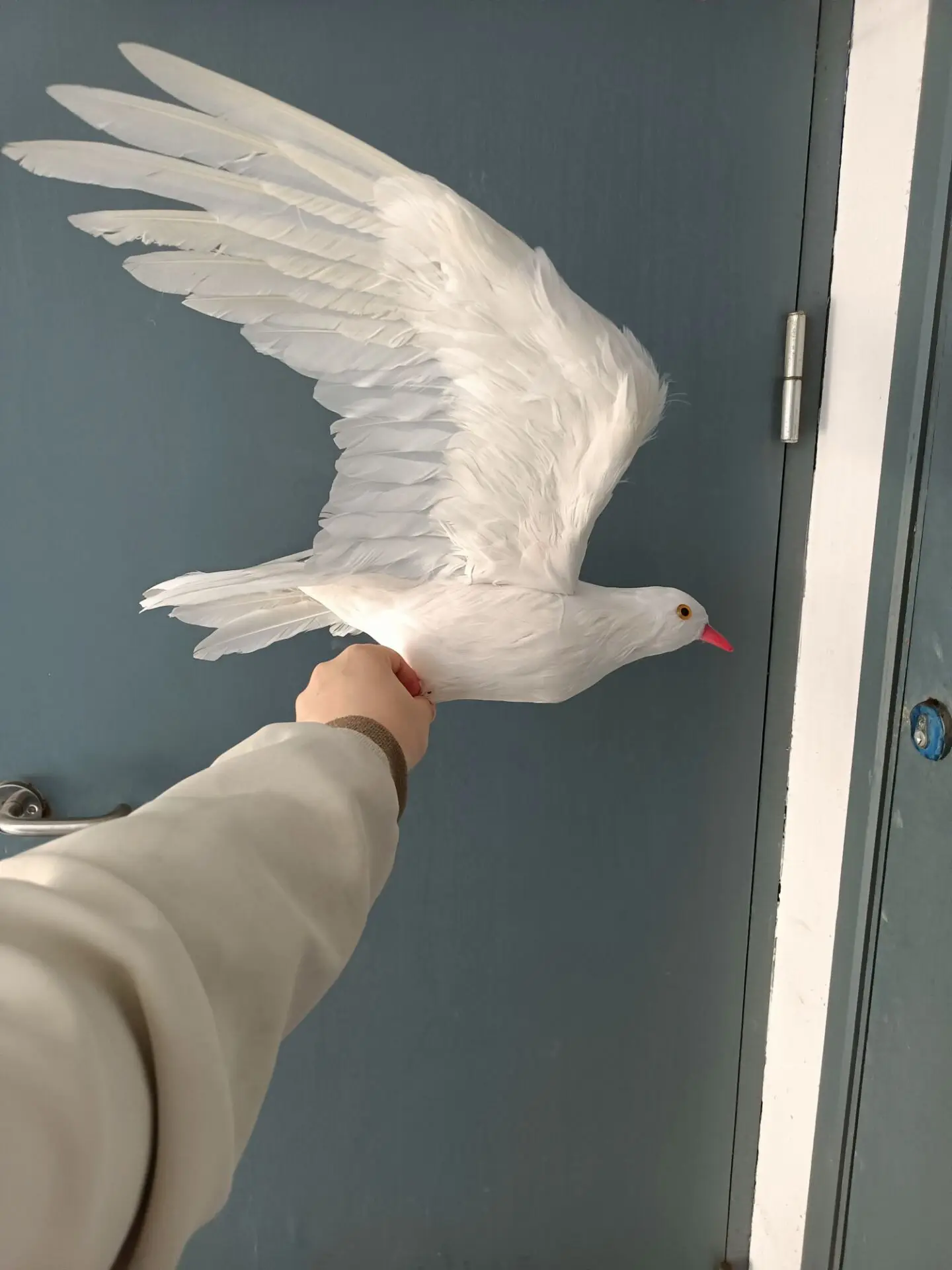 big white foam and feather wings dove bird hard model toy .home garden decoration gift about 40x70cm