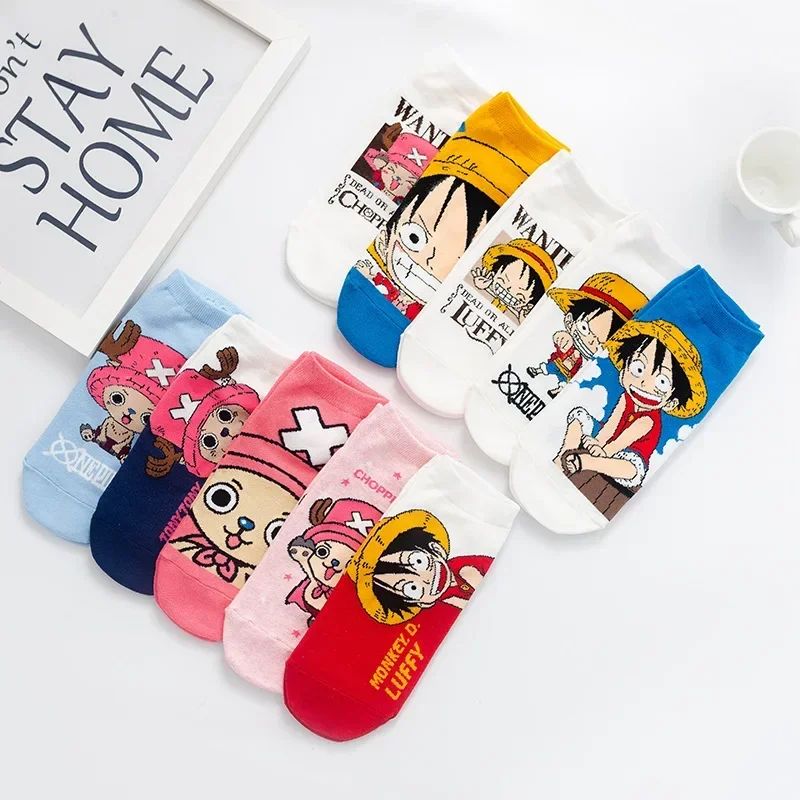 Hot Bandai ONE PIECE Men Boat Socks Luffy Chopper Anime Figure Cartoon Low Socks for Women Spring Summer 100% Cotton Socks