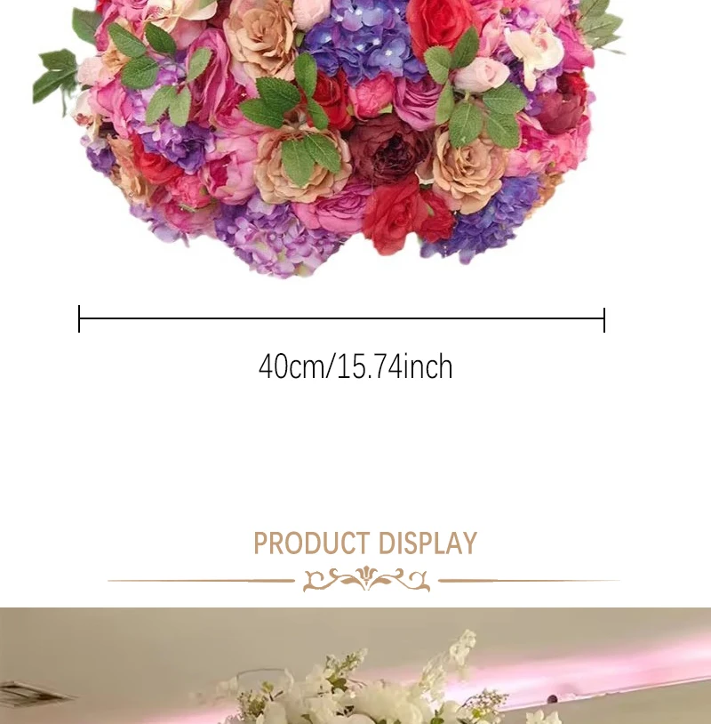 Künstlicher Rosen-Hortensien-Blumenball 60/50/40/30cm Tischdekoration Mittelpunkt für Veranstaltungen Hochzeit Gangdekoration Blumenarrangement Requisiten – Detail 3