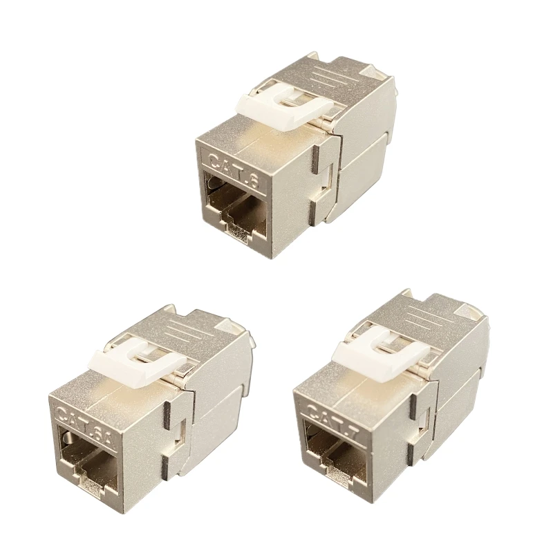 896F RJ45 CAT6 Tool-Less STP Shielded Keystone Jack Module,Self-Locking Cat7 CAT6A CAT6 Zinc Alloy Network Coupler Adapter