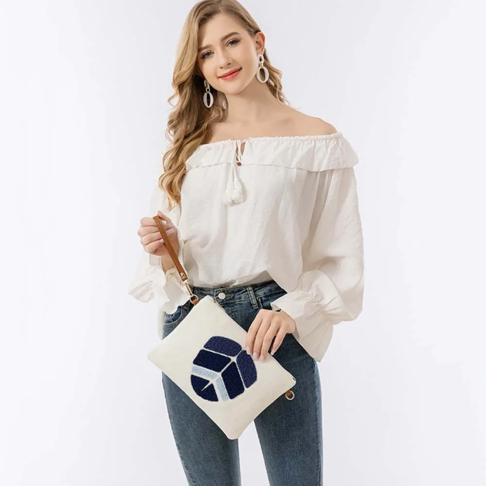 Embroidered Demon Eye Crossbody Bag Soft Detachable Shoulder Strap Blue Eye Handbag White Blue Cotton Shoulder Bag School