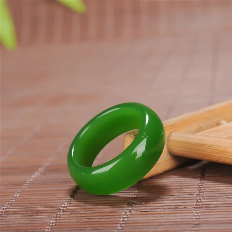 

Chinese Green Jade Ring 8-10 Charm Jewellery Fashion Accessories Hand-Carved Man Woman Luck Amulet Gifts P101