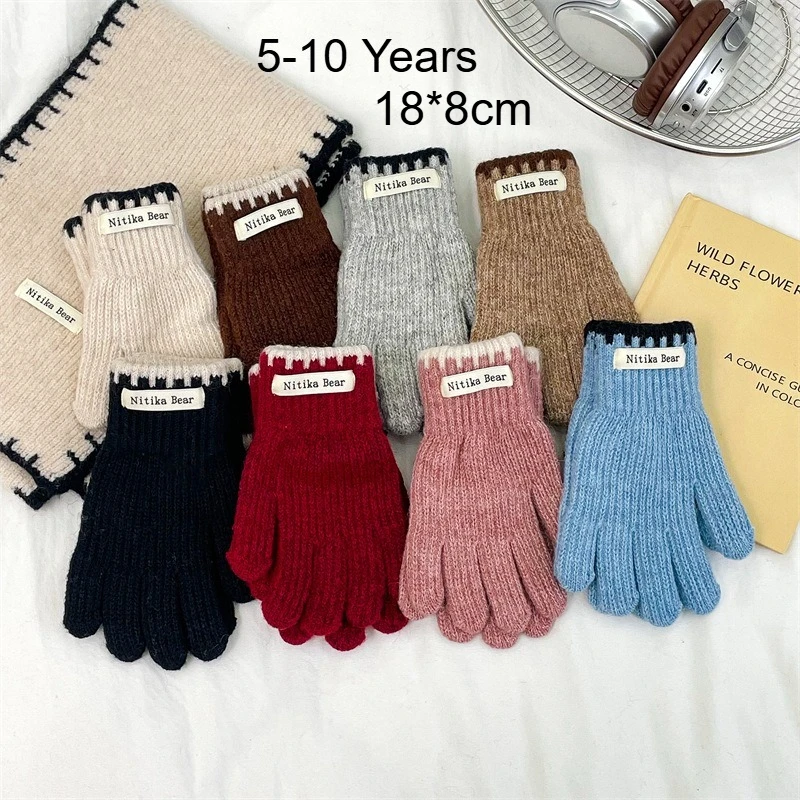 Kinder Gestrickte Handschuhe 2-10 Jahre Mädchen Winter Warm Fünf Finger Jungen Mode Icold Schutz Ns Stil Einfache Kinder studenten