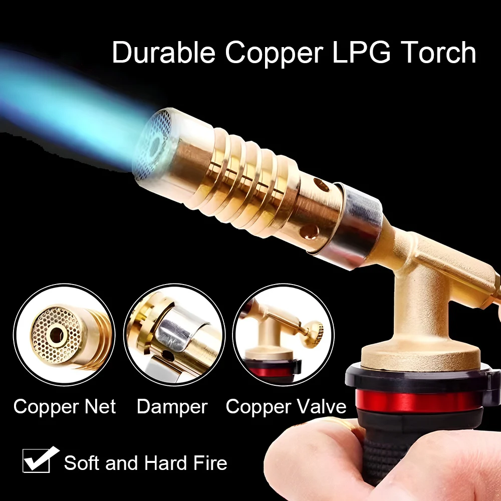 

LPG Gas Torch Handle High Temperature Gold Silver Smelting Fire Torch Handheld Copper Aluminum Iron Welding Gun LPG Flamethrower