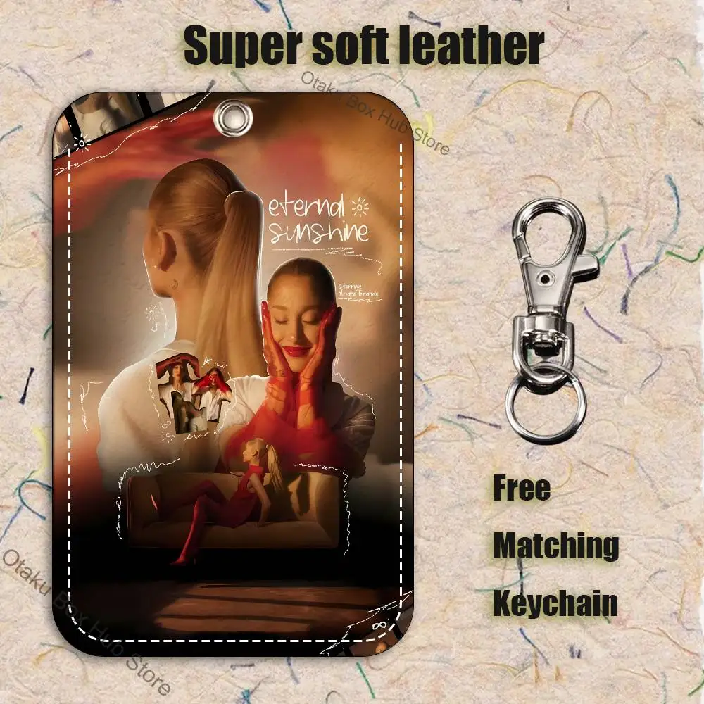 المغني A-Ariana G-GrandeS نمط 1 قطعة بولي Leather حامل بطاقة جلدية المفاتيح حلقة رئيسية قفل الباب الوصول العلامات حافظة بطاقات الهوية بطاقة المفاتيح