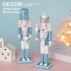 30cm Christmas Nutcracker Wooden Blue Soldier European Style Wooden Puppet Handicraft Festival Gift Ornament Home Decoration