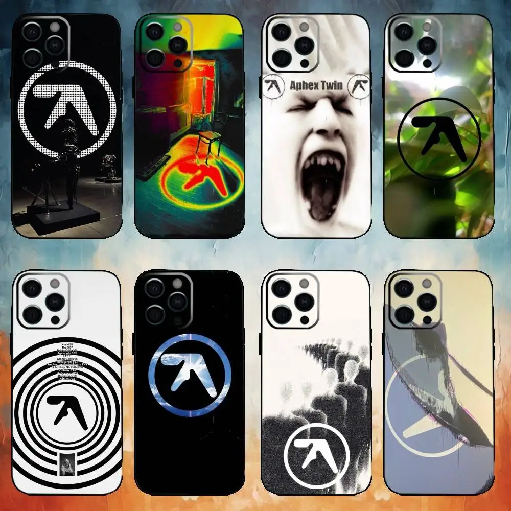 

Aphex T-Twins Logo Art Phone Case For iPhone17,16,15,14,13,12,11 Plus,Pro Max Soft Black Cover