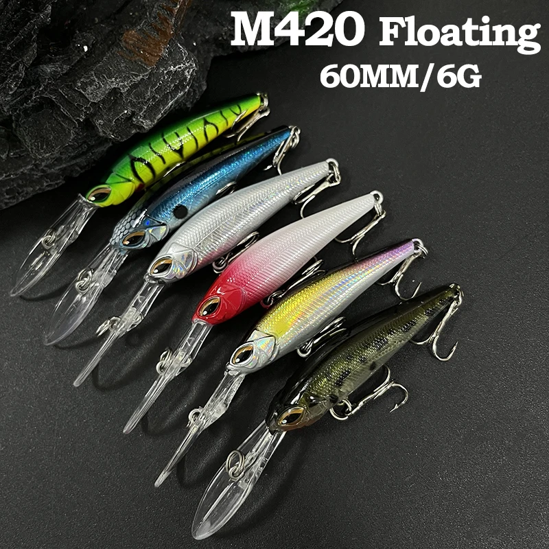 

60mm 6g Long Lip Minnow Fishing Lures Wobblers Deep Diving Floating Artificial Bait for Trout Bass Jerkbait Swimbait Equipment