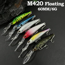 60mm 6g Long Lip Minnow Fishing Lures Wobblers Deep Diving Floating Artificial Bait for Trout Bass Jerkbait Swimbait Equipment