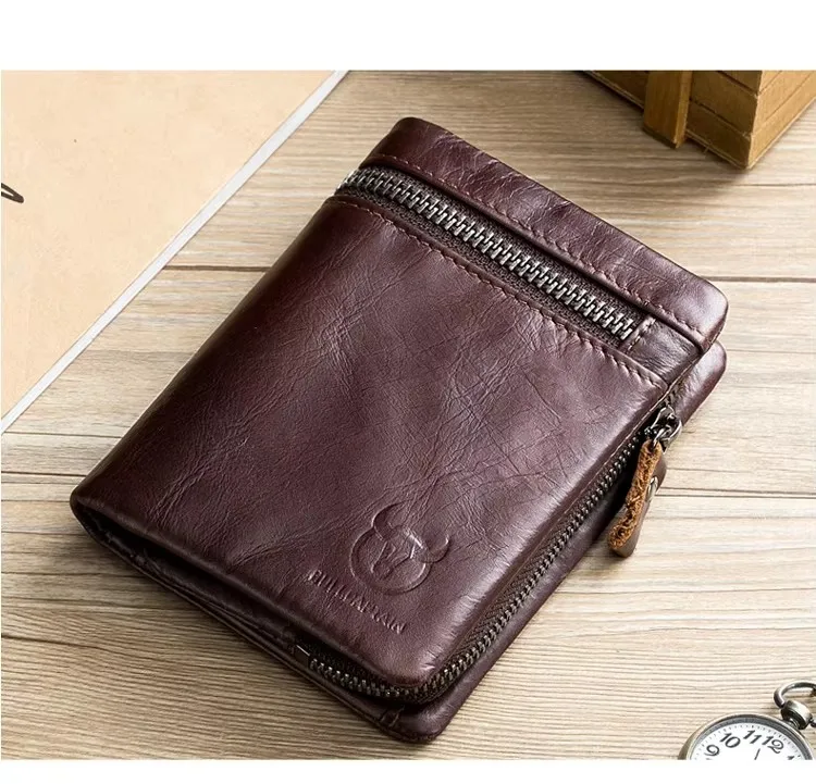 BULLCAPTAIN Herren-Geldbörse mit RFID-Blockierung, Reißverschluss, Leder-Geldbörse für Herren, Bifold-RFID-Kartenhalter – Detail 4