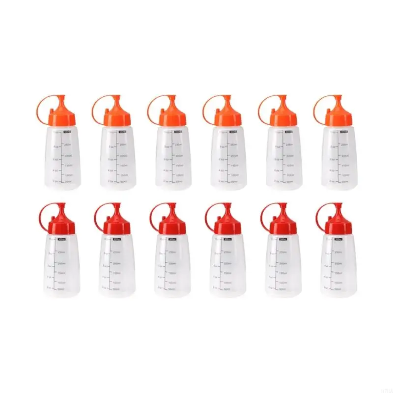 Condiment Squeeze Bottles with Flexible Construction and Narrow Nozzles for Guided Sauce Application During Kitchen Tasks 87HA