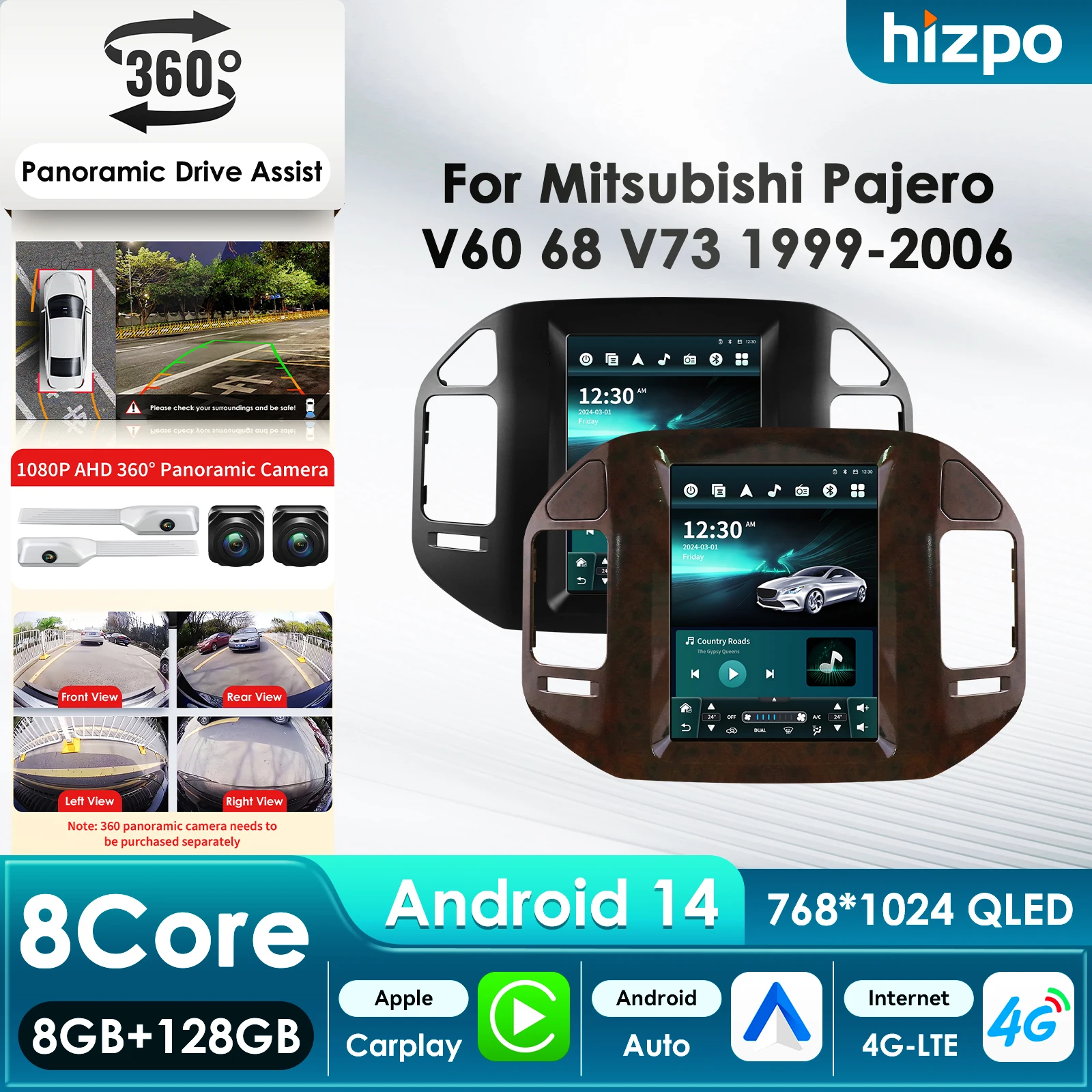 

9.7'' 7862 AI Systems 8Core 360 ° Автомагнитола с камерой, CarPlay и Android Auto для Mitsubishi Pajero V60 V68 V73 1999-2006, GPS-стереосистема 4G