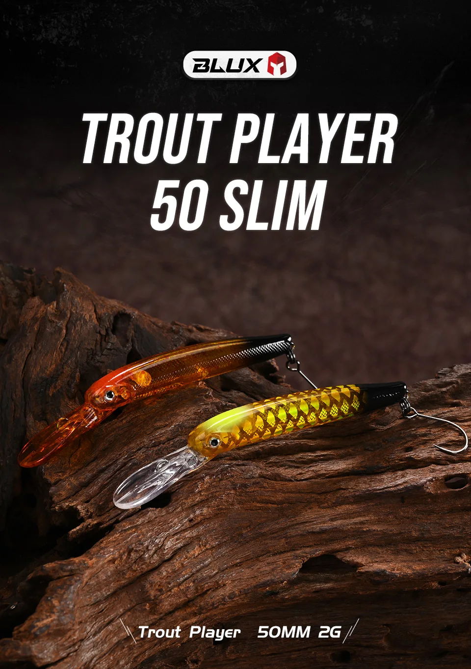 BLUX Trout Player 50mm 2g Schwimmender Slim Minnow Wobbler Angelköder Süßwasser-Crankbait Künstlicher Harter Köder Forellen-Angelzubehör – Detail 1