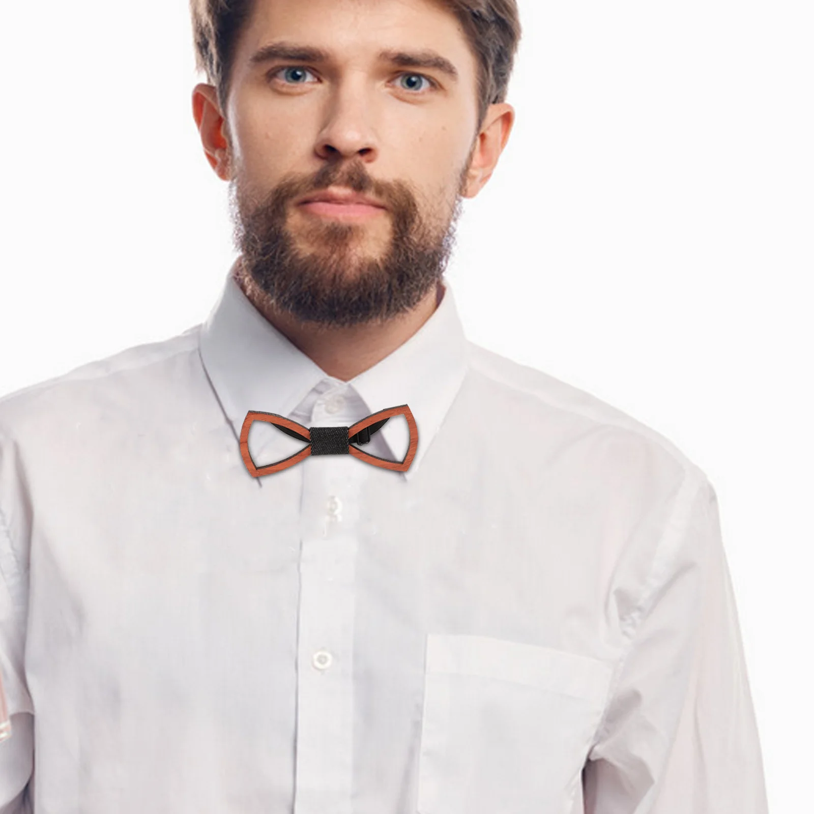

1pc Wooden Bow For Men Durable Wedding Wooden Bow Tie Premium Adjustable Neckwear Wedding Party Festival Groom Gift Accessory