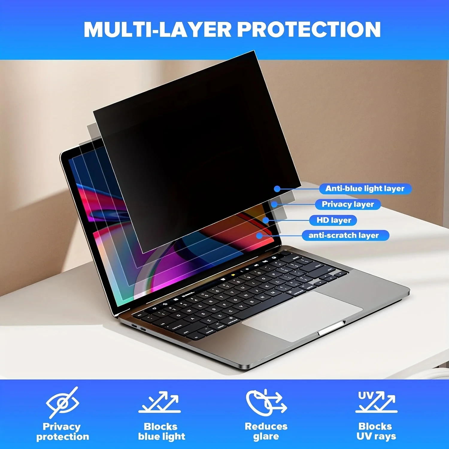 1 Pack 14 inch Privacy Screen Protector Compatible with 16:10 Aspect Ratio. Anti-Blue Light Anti-Glare Laptop Screen Filter