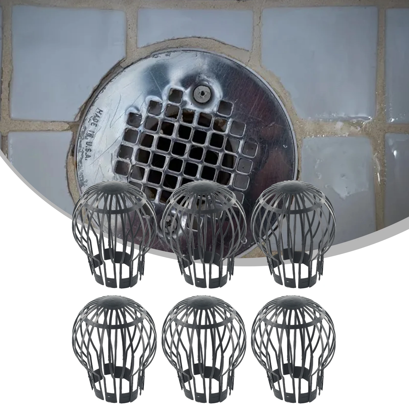 Bagian atap Drain hitam puing-puing kotoran bawah pipa Filter Drain Cover plastik luar ruangan 2/4/6pcs aksesoris Protecter