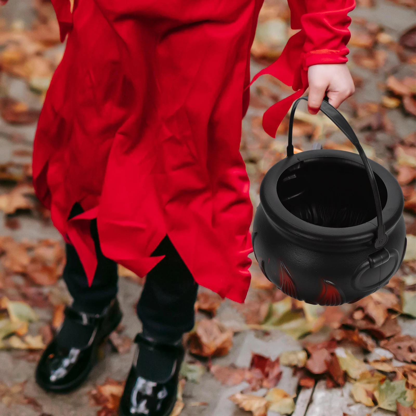 

Halloween Pumpkin Bucket Plastic Witch Flame Container For Candy Holder Party Decorations Halloween Prop