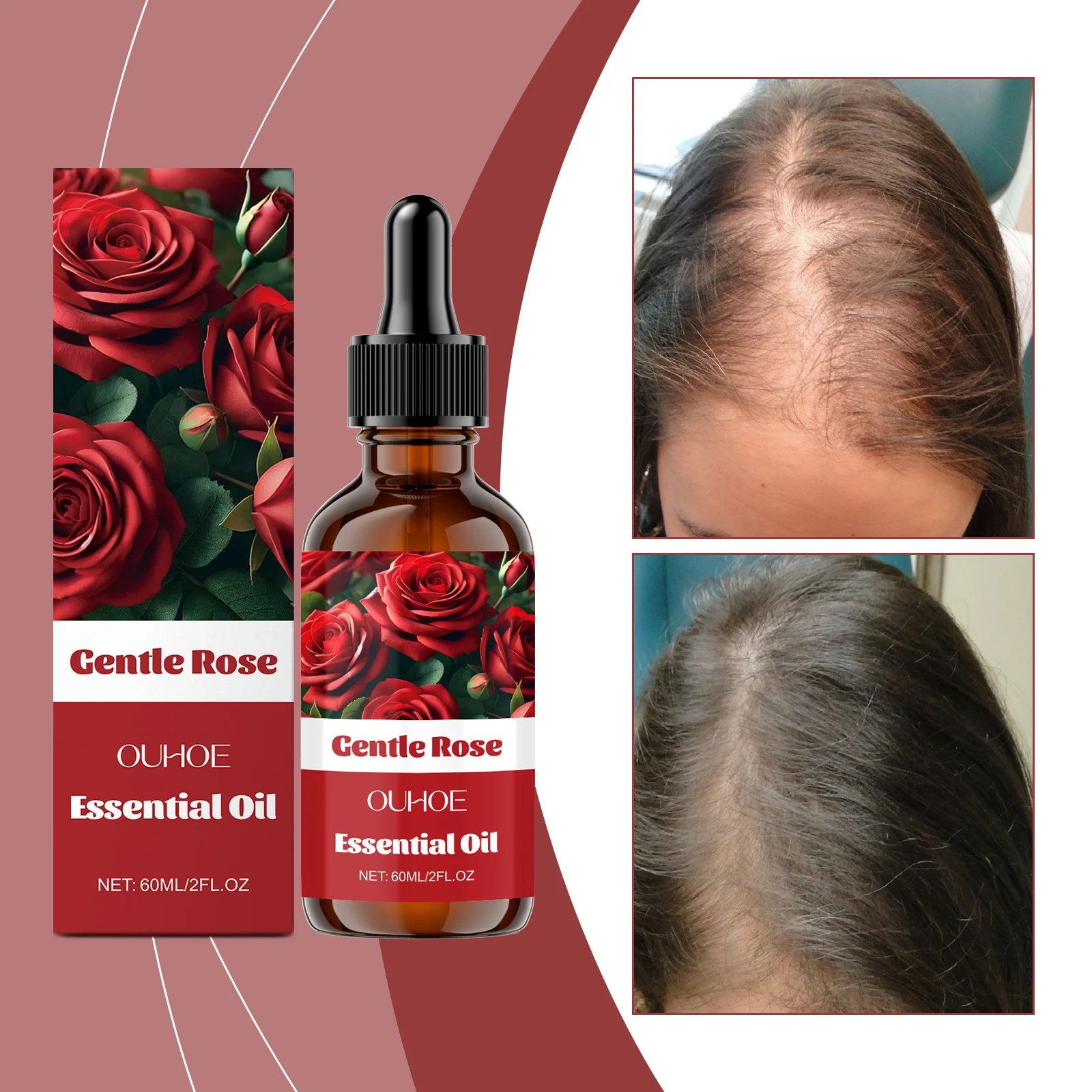 زيت روز أوتو العطري الفاخر من جنتل - مضغوط على البارد للوجه والشعر والناشر - وردة بلغارية غير مخففة - 2 أونصة زجاجية بو