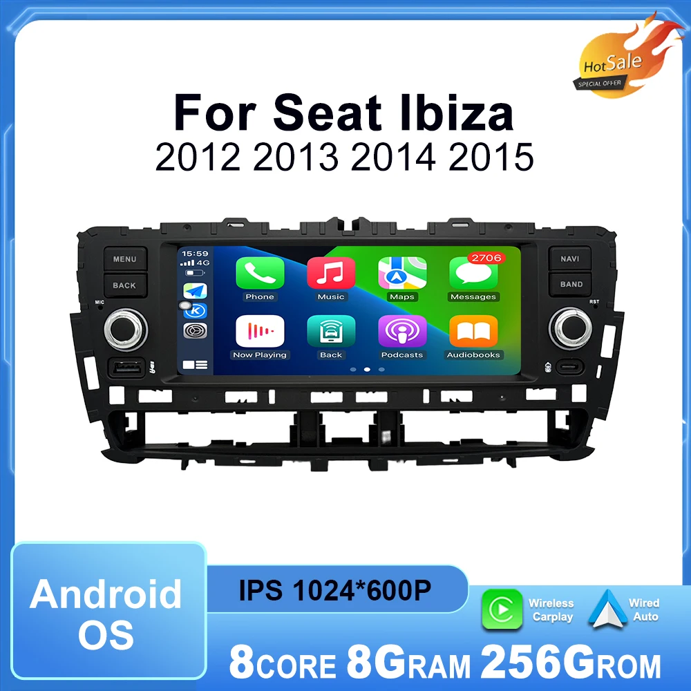 Мультимедийный плеер на базе ОС Android для Seat Ibiza 2012 2013 2014 2015, автомобильное радио, сенсорный дисплей, беспроводной Carplay, GPS Navi, DSP, Wi-Fi, BT