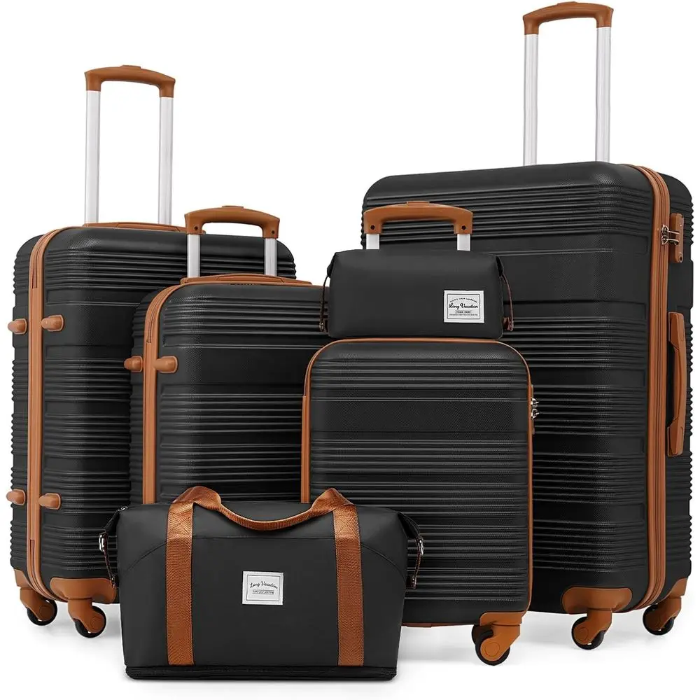 

6-Piece ABS+PC Hardshell Luggage Set with Spinner Wheels, Lightweight Suitcases, TSA Lock & Zipper