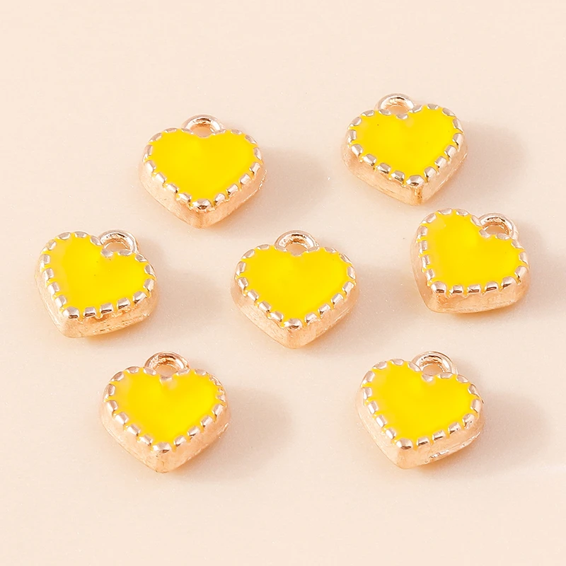 30 Stück 7 x 8 mm niedliche Mini-Emaille-Liebes-Herz-Charms-Anhänger für Schmuckherstellung, Tropfen-Ohrringe, Halsketten, Armbänder, DIY-Bastelbedarf – Detail 4