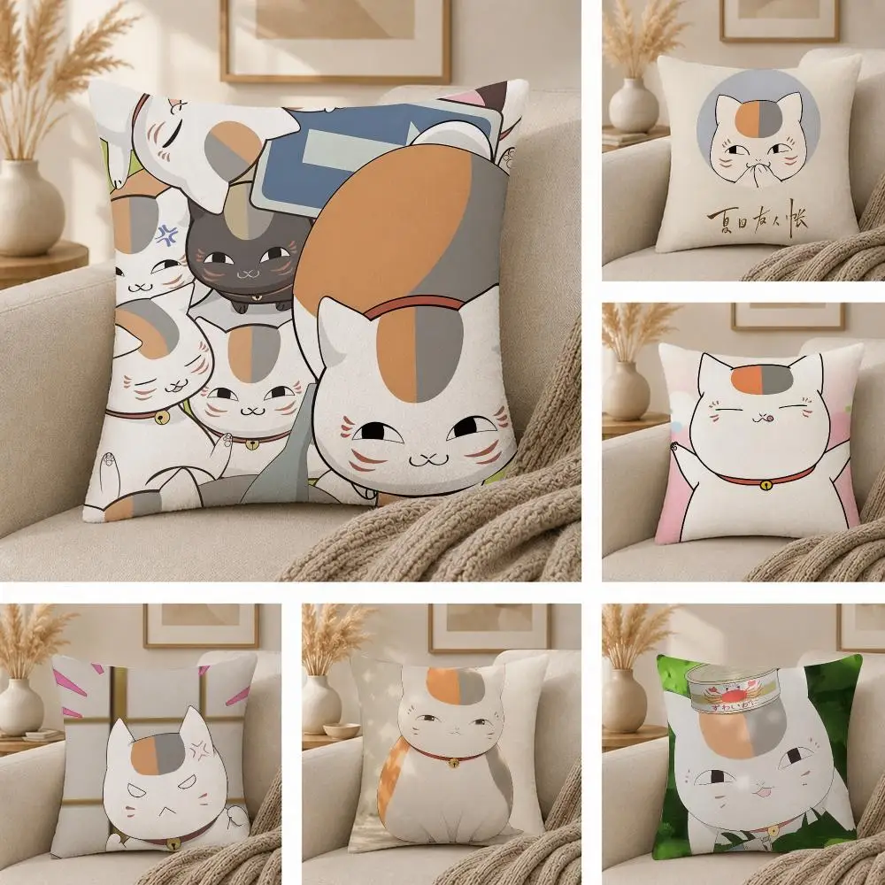 Anime Natsume's Book of Friends Cushion Cover  Plush Fabric Soft Double Sided Print Sofa Cushion Cover Throw Pillow Covers