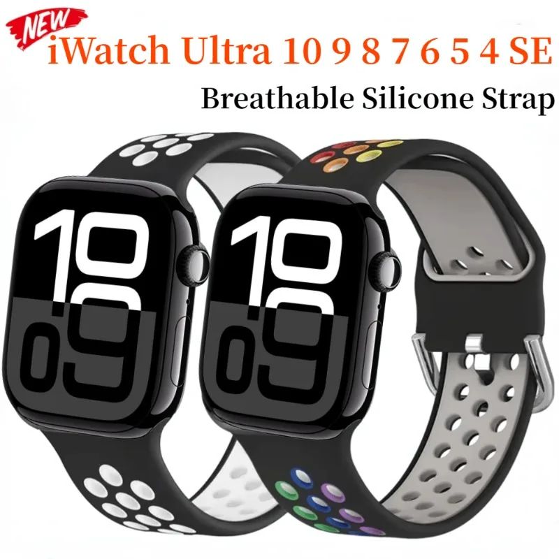 Silicone Loop Strap for Apple Watch 49mm 46mm 42mm 45mm 44mm 40mm 41mm Breathable Wristband iWatch Ultra 10 9 8 7 6 5 4 SE Belt