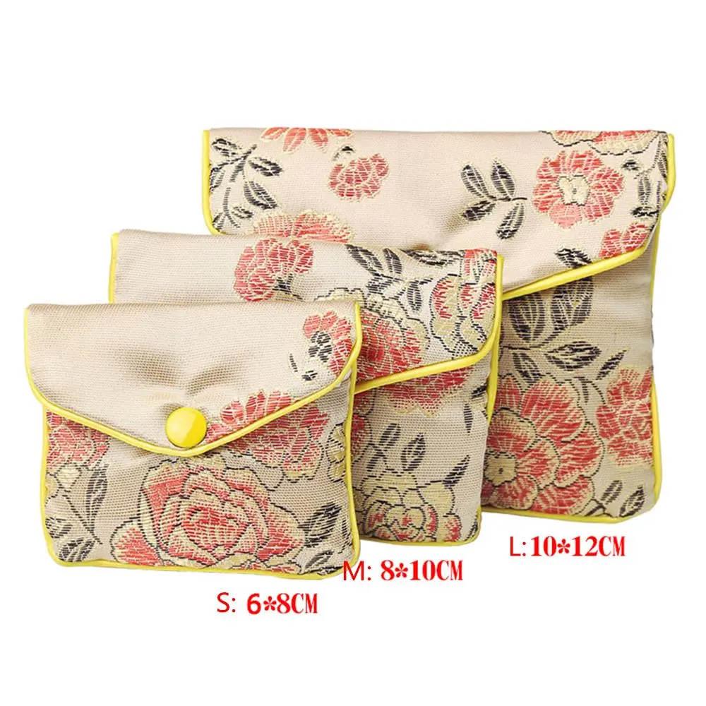 Bracelace Silk Embroidery Gifts Zipper Buckle Brocade Coin Purse Snap Handmade Handbags Jewelery Bag Wallet Jewelery Storage