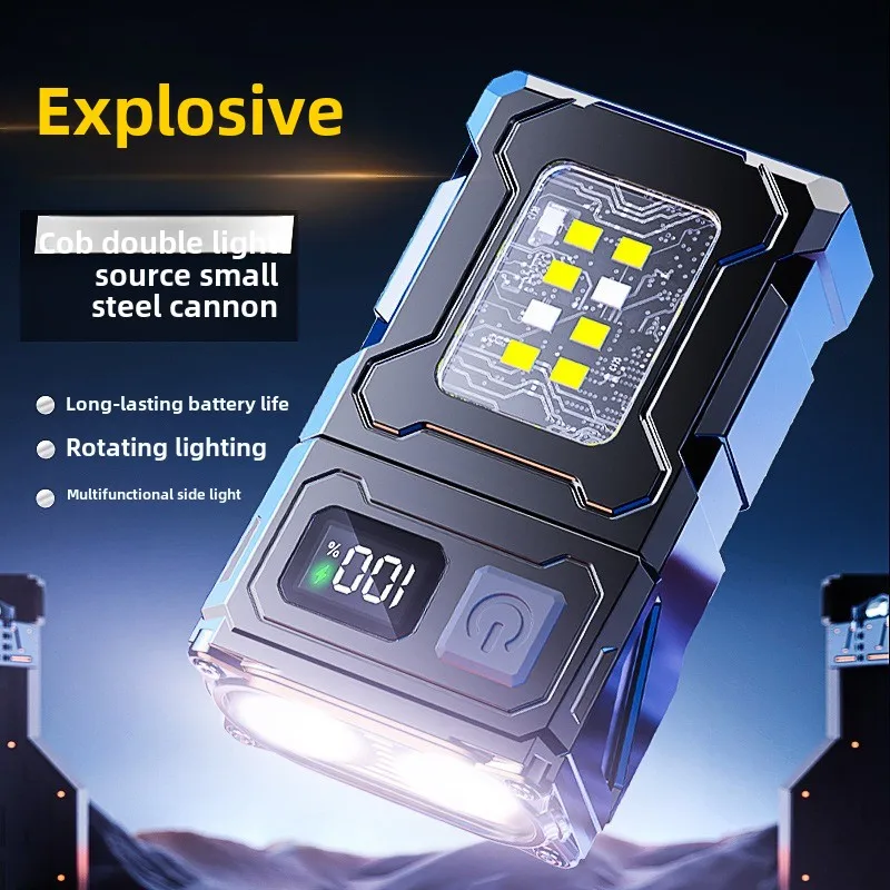 LED Flashlight, Strong Light, Side Light, COB, Long-lasting, Ultra Bright, Portable Warning Light, Outdoor Lighting, Work Light