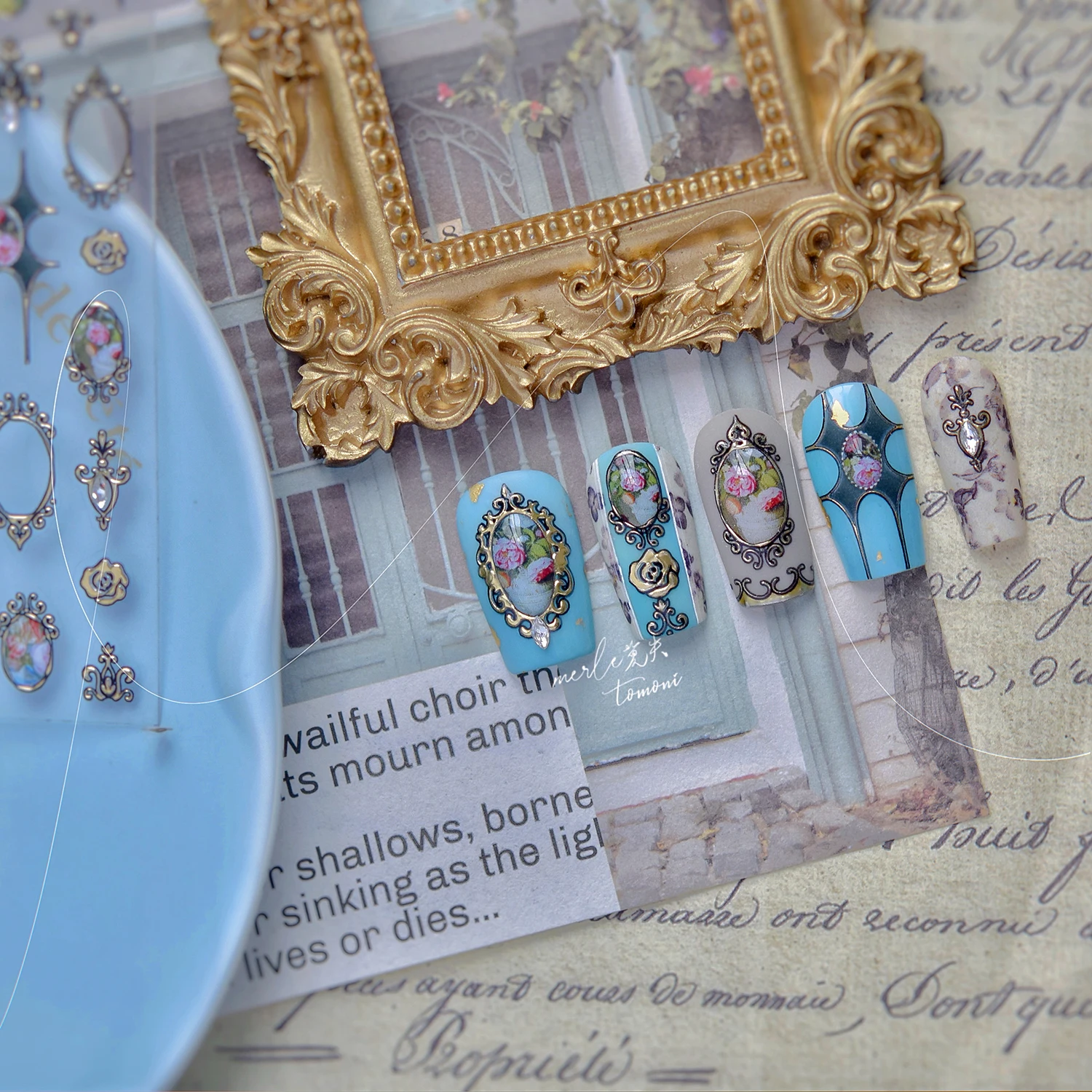 5D Bilderrahmen Blume Nagelaufkleber Nail Art Zubehör Bunte Schmetterlinge Linie Nail Art Aufkleber Nail Art Supplies