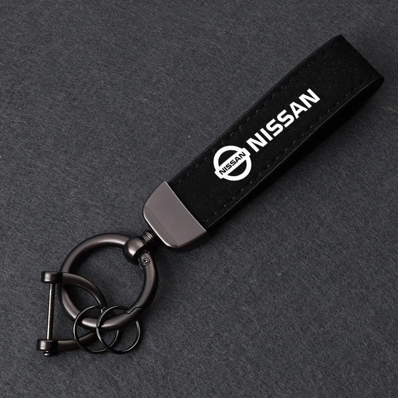 Car Suede Leather Keychain Ring Zinc Alloy Chain Key For Nissan X-trail Qashqai Note Juke Sentra Patrol Navara Micra AlmeraTiida