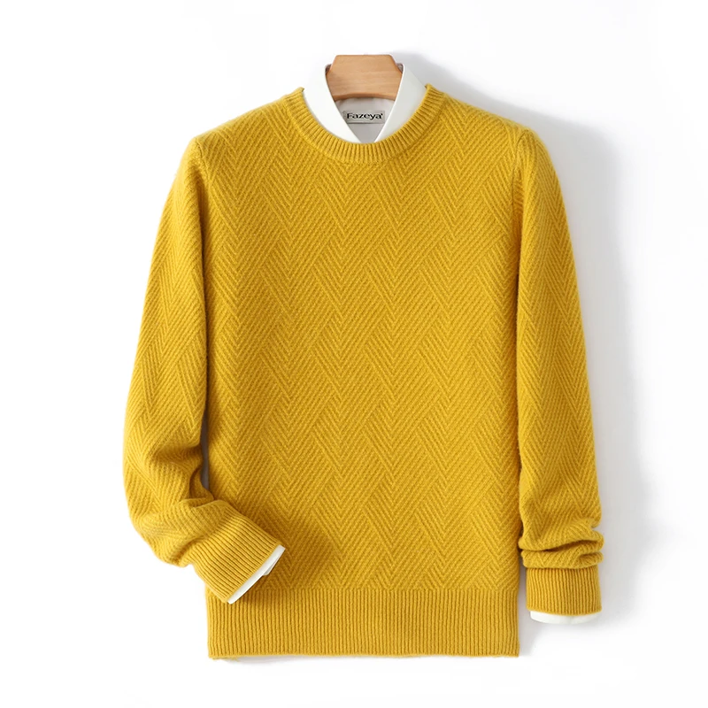 

Европейский и американский свитер из 100% чистой шерсти, мужской пуловер, двойная утолщенная свободная повседневная трикотажная базовая рубашка