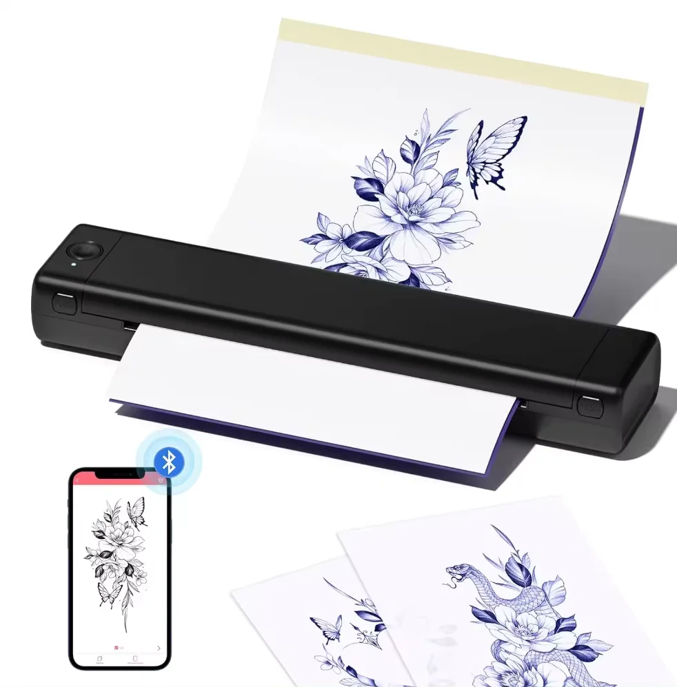 Factory Portable Tattoo Printer Tattoo Transfer Thermal Copier Machine Compatible With Ios/android Portable A4 Printer Mini
