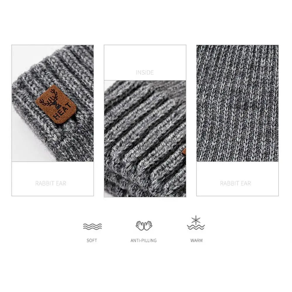 Fashion Knitting Warm Gloves Thicken Solid Color Knitted Mittens Elastic Touch Screen Half Finger Gloves for Autumn Winter