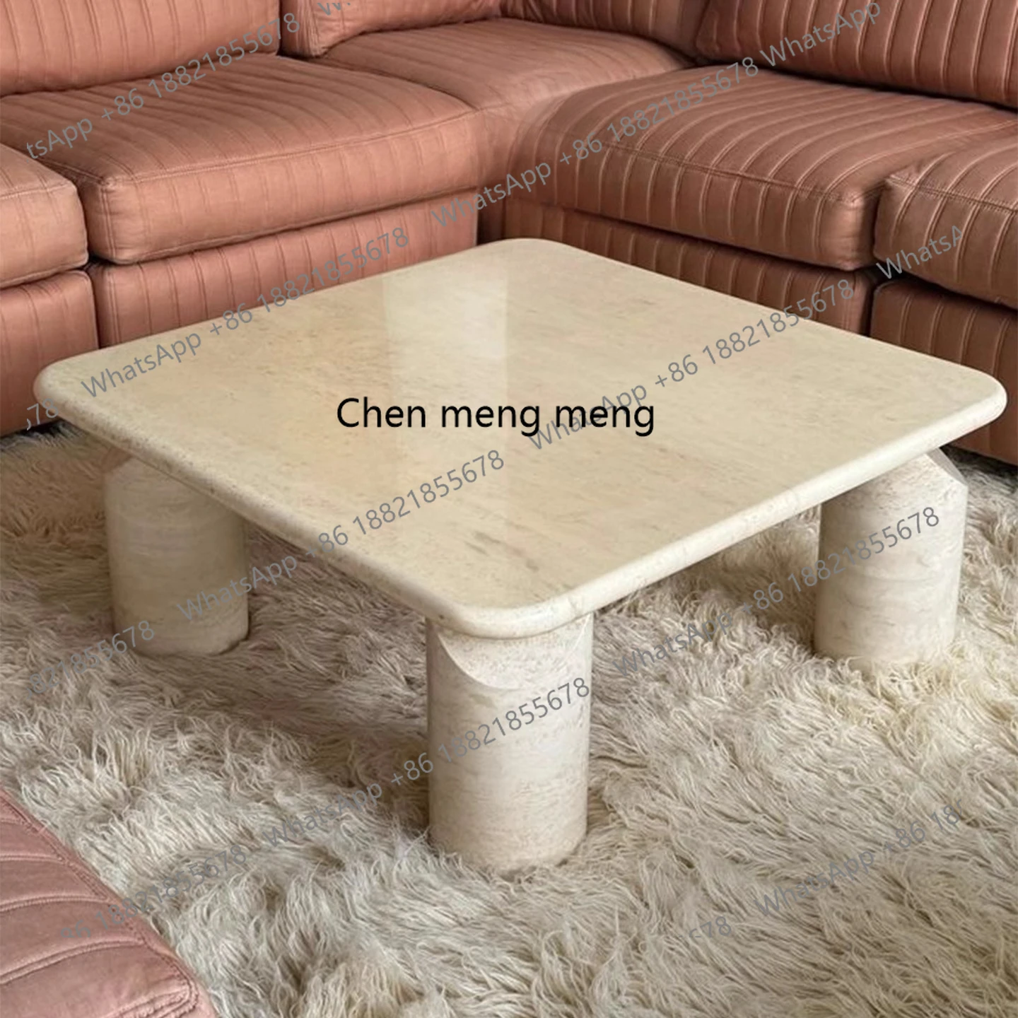 

Modern simple natural travertine coffee table artistic sense living room custom high-end coffee table