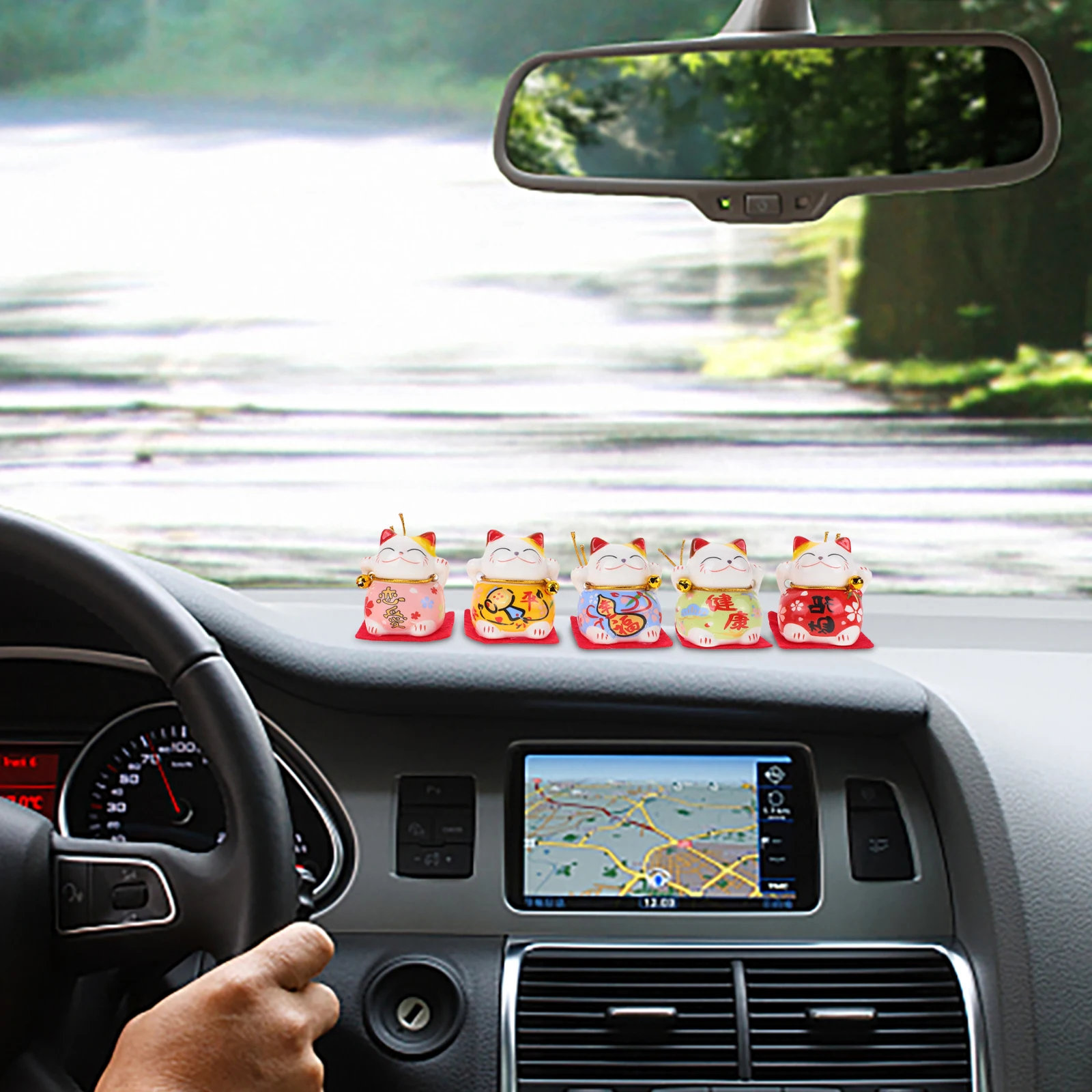 

5Pcs Ceramic Lucky Cat Statue Cartoon Desktop Decoration Miniature Adorable Cat Ornament for Garden Home Office