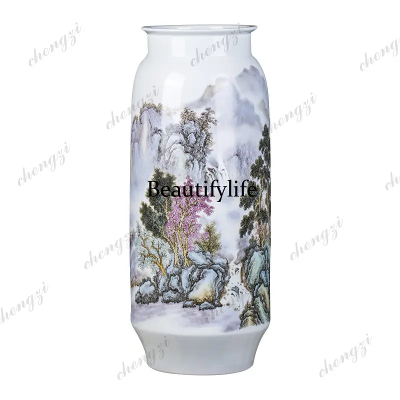 A68 Jingdezhen ceramic chinoiserie entrance flower arrangement vase decorative ornament zen large new chinoiserie