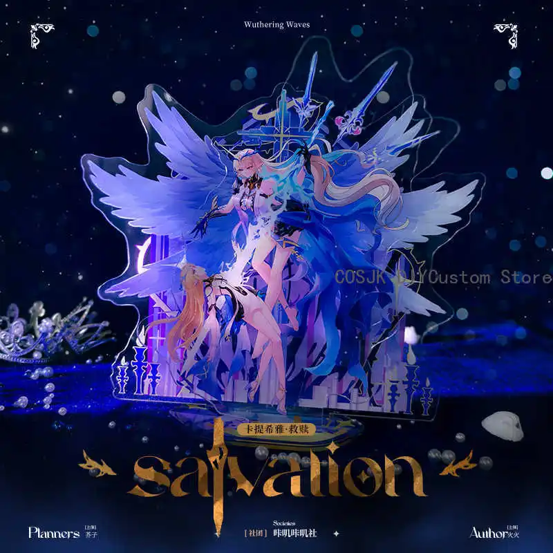 

Game Cartethyia Wuthering Waves Acrylic Double-sided Stand Model Plate Cosplay Anime Desktop Decor Badge Pin Laser ticket paper