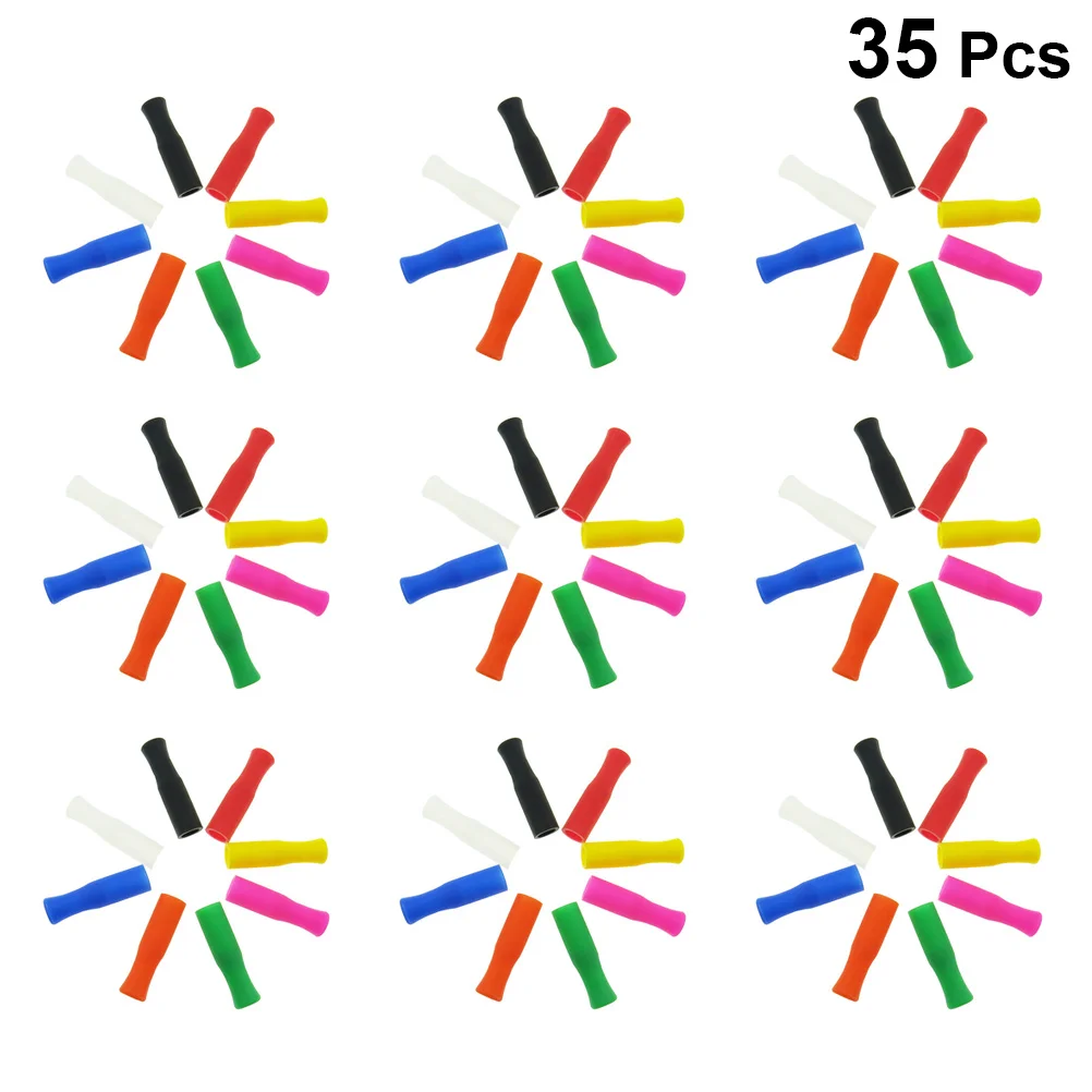 

100Pcs Silicone Straw Tips Reusable Protective Cover Soft Mouthsafe Stainless Steel Straw Covers Heat Cold Resistant