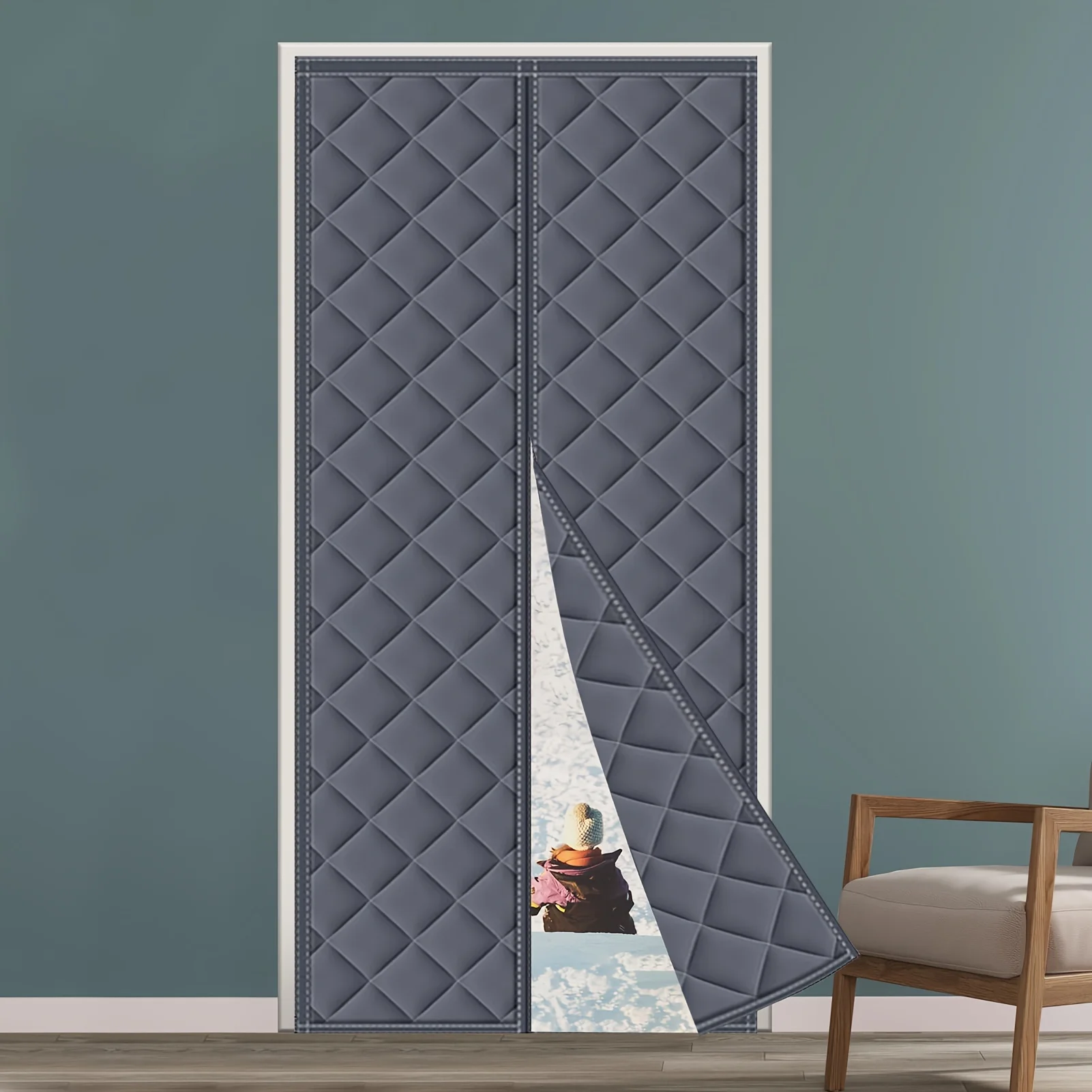Winter-Türvorhang mit magnetischer Saugkraft, winddicht und kältebeständig, geeignet für Schlafzimmer und Heimdekoration, leicht zu reinigen