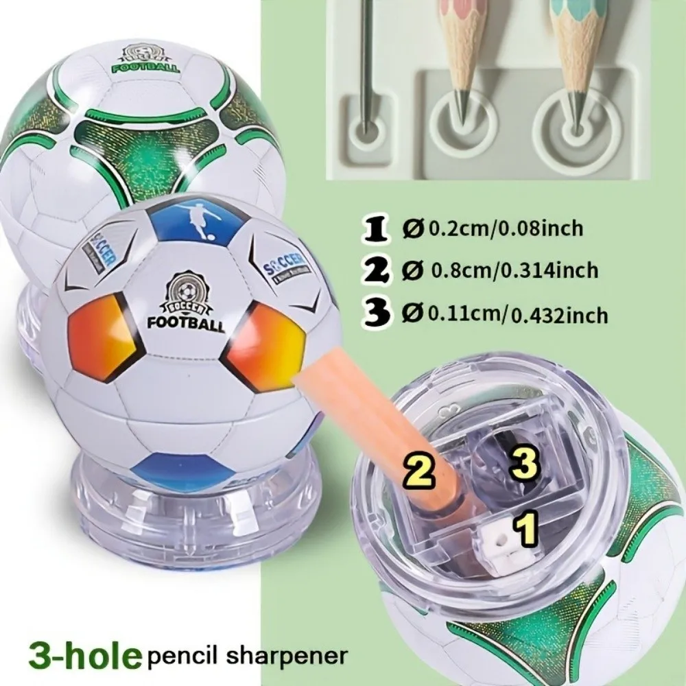 3-Hole Design Manual Pencil Sharpener Adjustable Holes Multi-Size Pencils Football Pencil Sharpener Random Color Compact Design